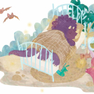 Illustrations from the children's dinosaur picture book, Nighty Night, Dinos, illustrated by Anna Doherty.