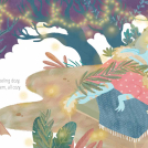 Illustrations from the children's dinosaur picture book, Nighty Night, Dinos, illustrated by Anna Doherty.