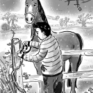 Illustrator Hannah George's internal black and white illustration for The Starlight Stables Gang The Pony Whisperer Book Cover
