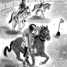 Illustrator Hannah George's internal black and white illustration for The Starlight Stables Gang The Pony Whisperer Book Cover