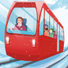 Mark Frudd train illustration for Usborne Train Snap Cards.